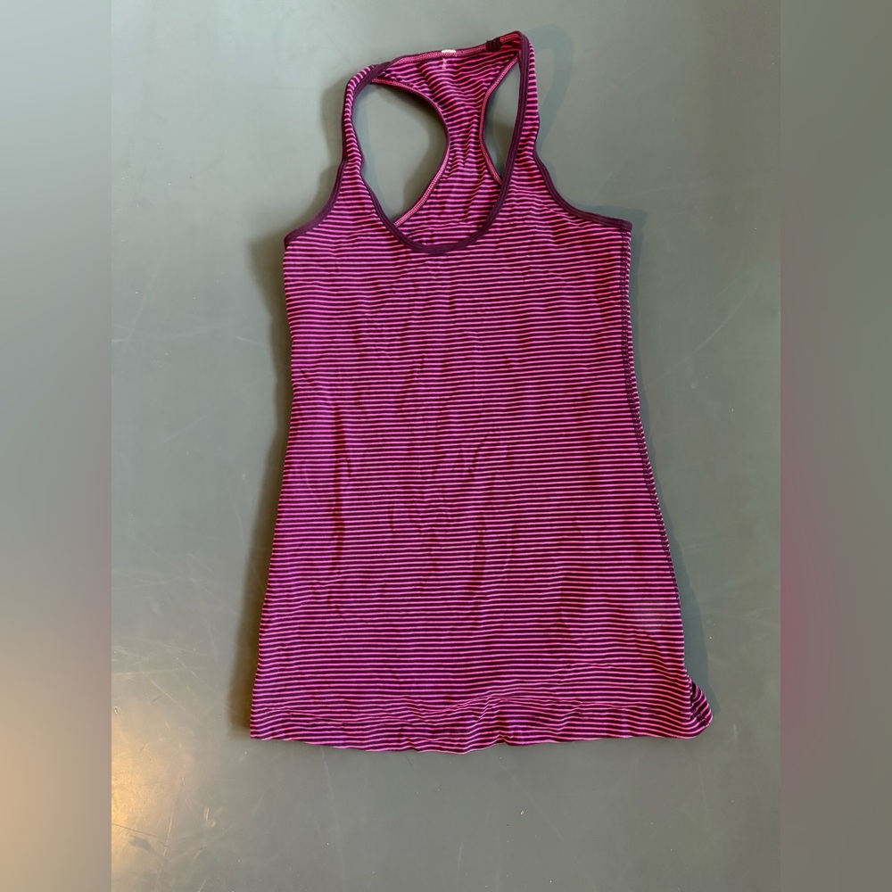 Lululemon Striped Pink and Black Racerback  Tank Top